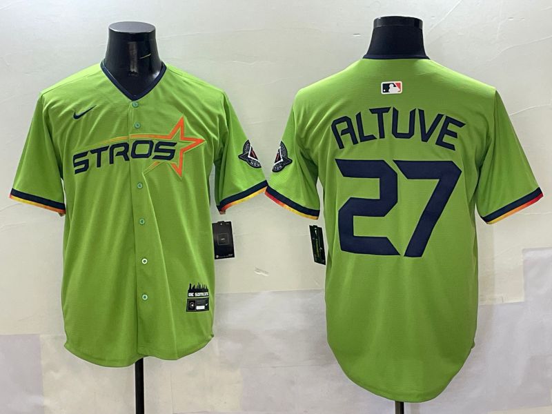 Men Houston Astros #27 Altuve Green three generations Joint Name 2025 Nike MLB Jersey style 1->houston astros->MLB Jersey